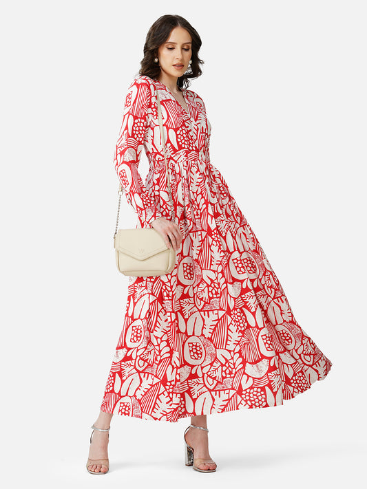 Scarlet abstract long dress
