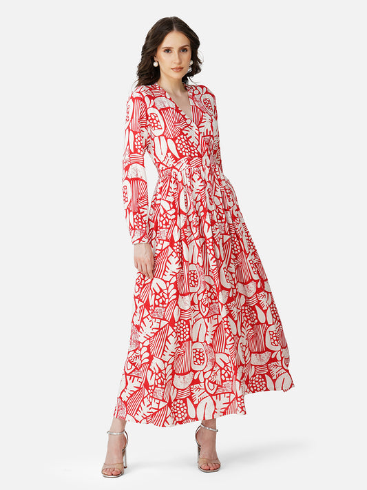 Scarlet abstract long dress