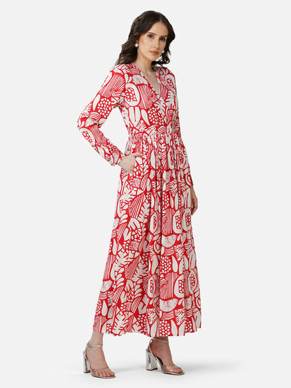 Scarlet abstract long dress