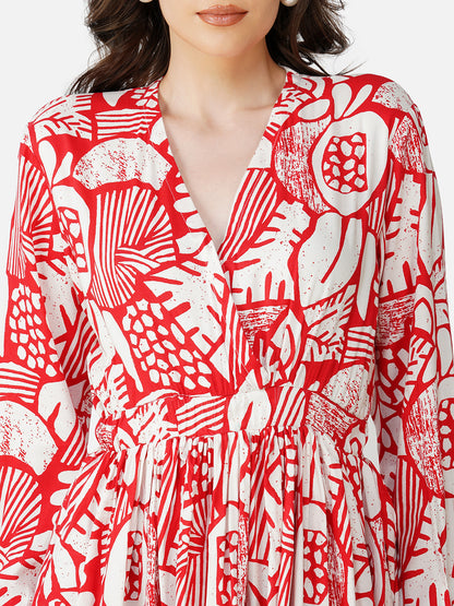 Scarlet abstract long dress